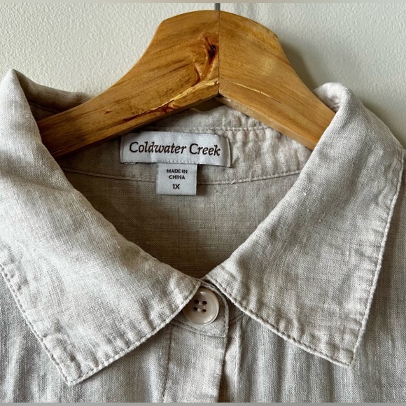 Coldwater Creek Linen Blouse Top 1x Tan - Picture 5 of 11